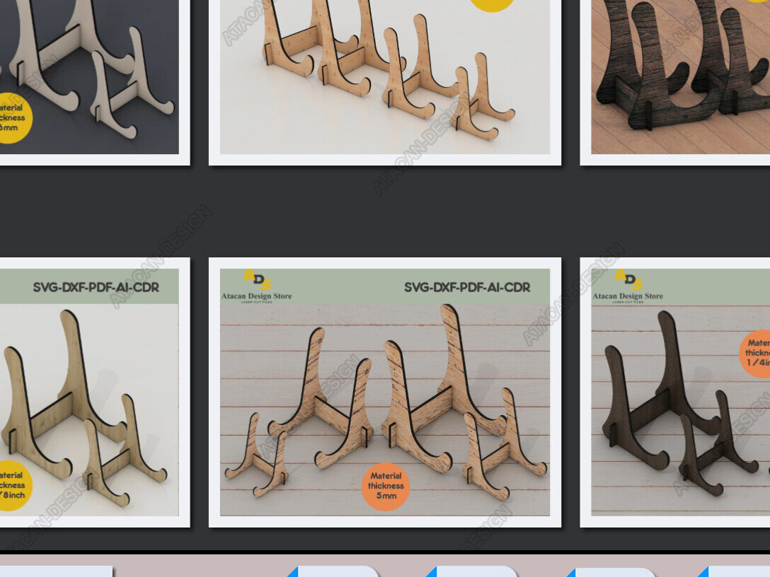 Σετ των 2 Intra απο ξύλο plywood 3mm-4mm πάχος – Ευέλικτο αρχείο Laser Stand Easel Display Δίασταση  20x20 cm INTRAFABR-95436256