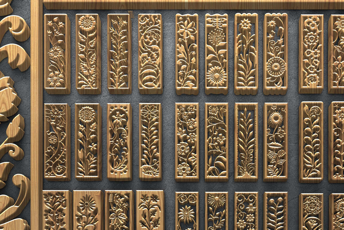 Intra απο ξύλο plywood 3mm-4mm πάχος – Κάθετα Floral Laser Panel Δίασταση  45x45 cm INTRAFABR-124782034