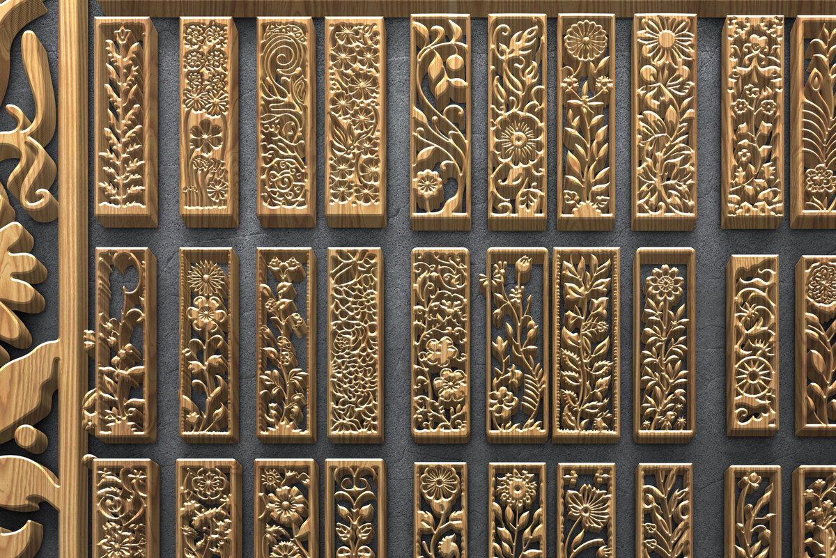 Σετ των 2 Intra απο ξύλο plywood 3mm-4mm πάχος – Αρχεία κάθετου πίνακα λουλουδιών Δίασταση  20x20 cm INTRAFABR-124782493