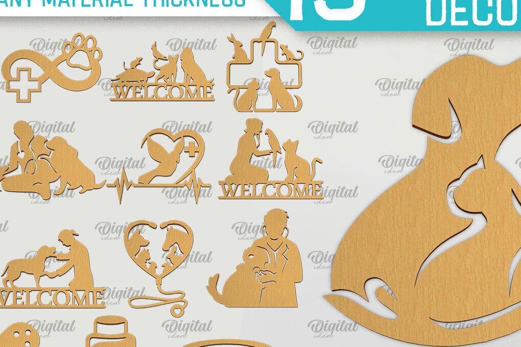 Σετ των 2 Intra απο ξύλο plywood 3mm-4mm πάχος – Δέσμη κοπής με λέιζερ σημάδι κτηνιάτρου Δίασταση  20x20 cm INTRAFABR-98144180