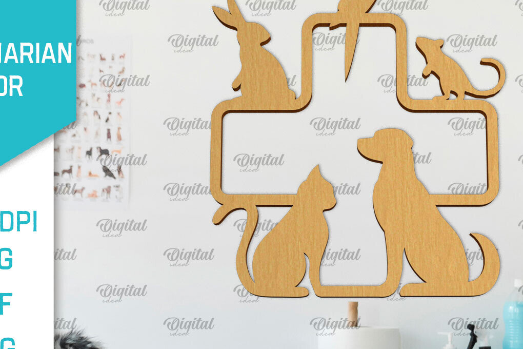 Σετ των 2 Intra απο ξύλο plywood 3mm-4mm πάχος – Κτηνίατρος Ξύλινη πινακίδα Δίασταση  20x20 cm INTRAFABR-98135055