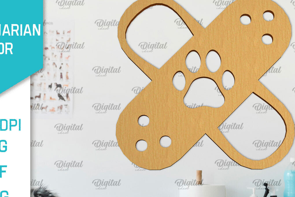 Σετ των 2 Intra απο ξύλο plywood 3mm-4mm πάχος – Κτηνίατρος Ξύλινη πινακίδα Δίασταση  20x20 cm INTRAFABR-98134487