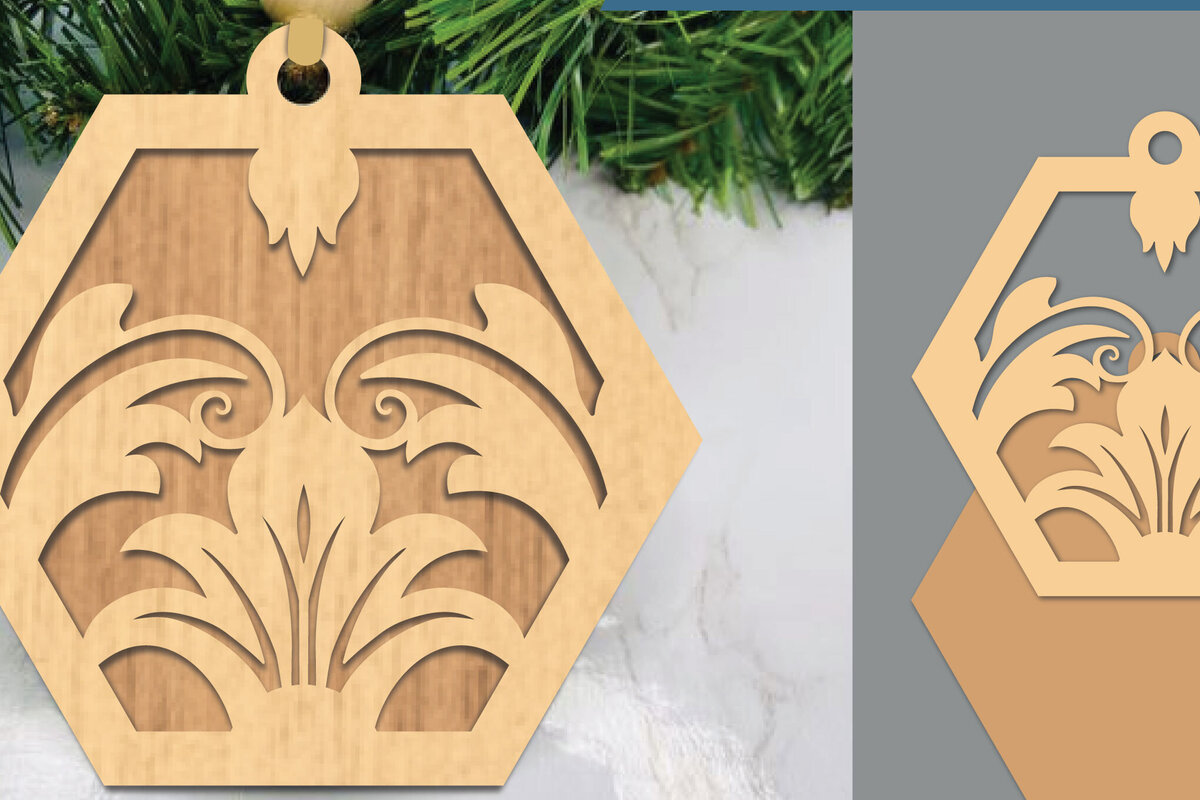 Σετ των 2 Intra απο ξύλο plywood 3mm-4mm πάχος – Βικτωριανό Floral Στολίδι με Δίασταση  20x20 cm INTRAFABR-105419679