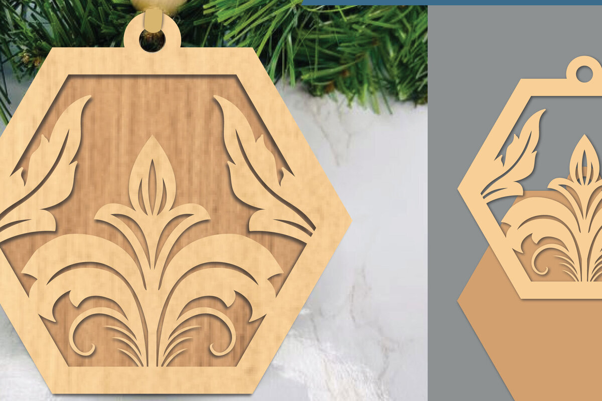 Σετ των 2 Intra απο ξύλο plywood 3mm-4mm πάχος – Βικτωριανό Floral Στολίδι με Δίασταση  20x20 cm INTRAFABR-105419659