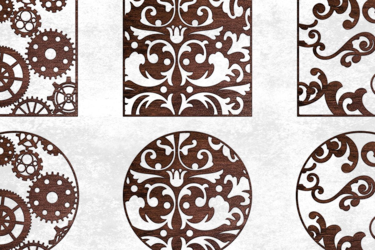 Σετ των 2 Intra απο ξύλο plywood 3mm-4mm πάχος – Βικτωριανά, γοτθικά, Steampunk Layers Δίασταση  20x20 cm INTRAFABR-32925326