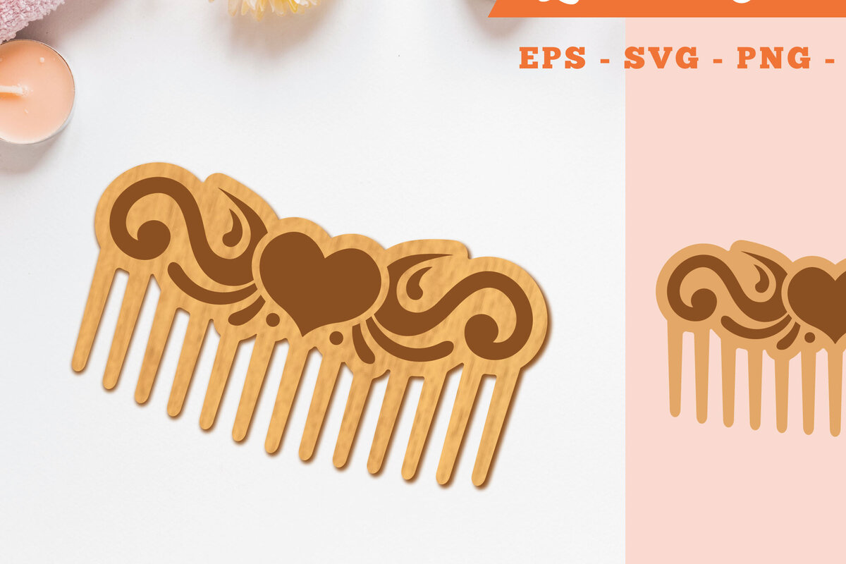 Σετ των 2 Intra απο ξύλο plywood 3mm-4mm πάχος – Βικτωριανή χτένα με λέιζερ καρδιάς 1 Δίασταση  20x20 cm INTRAFABR-105418253