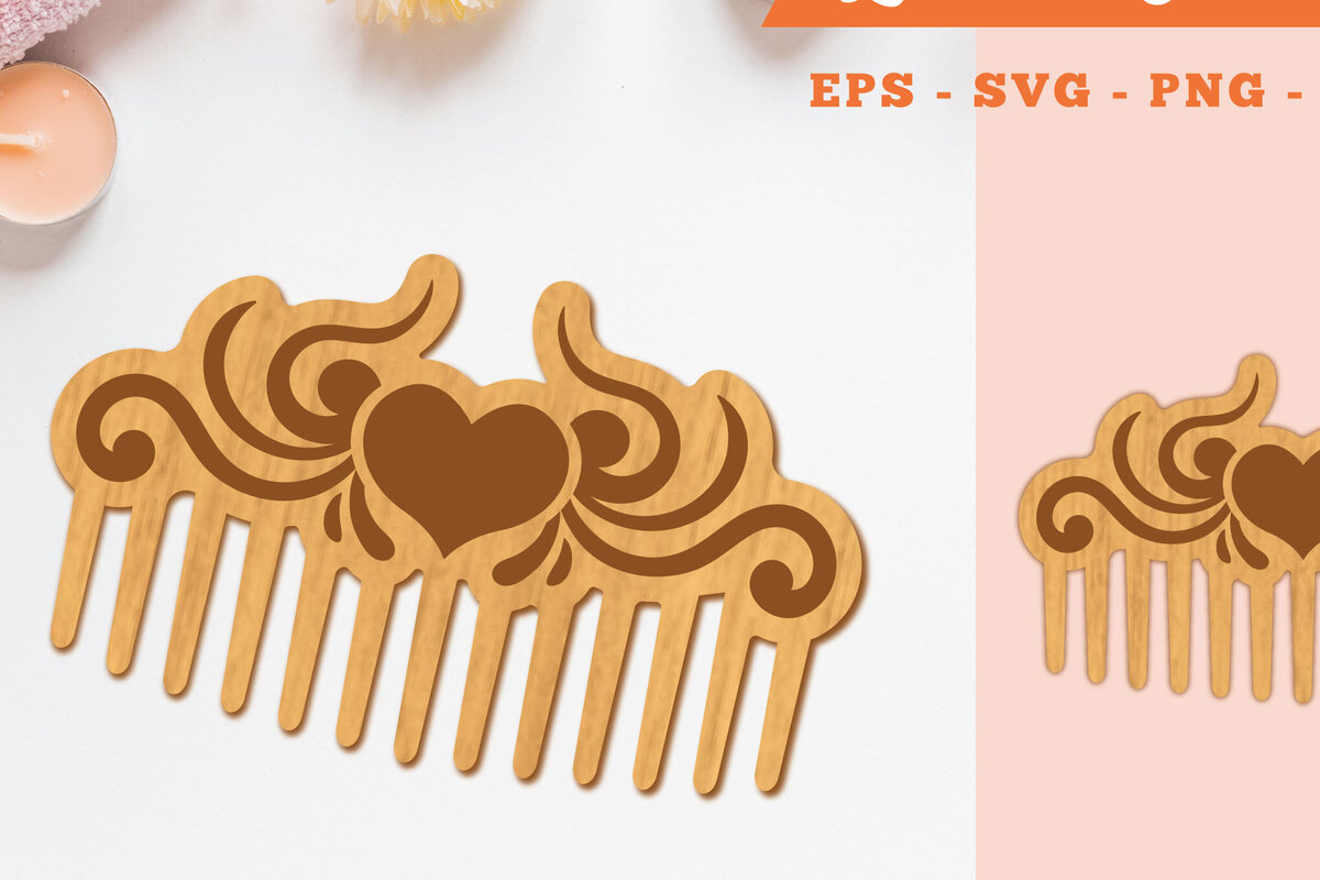 Σετ των 2 Intra απο ξύλο plywood 3mm-4mm πάχος – Βικτωριανή χτένα με λέιζερ καρδιάς 4 Δίασταση  20x20 cm INTRAFABR-105418427