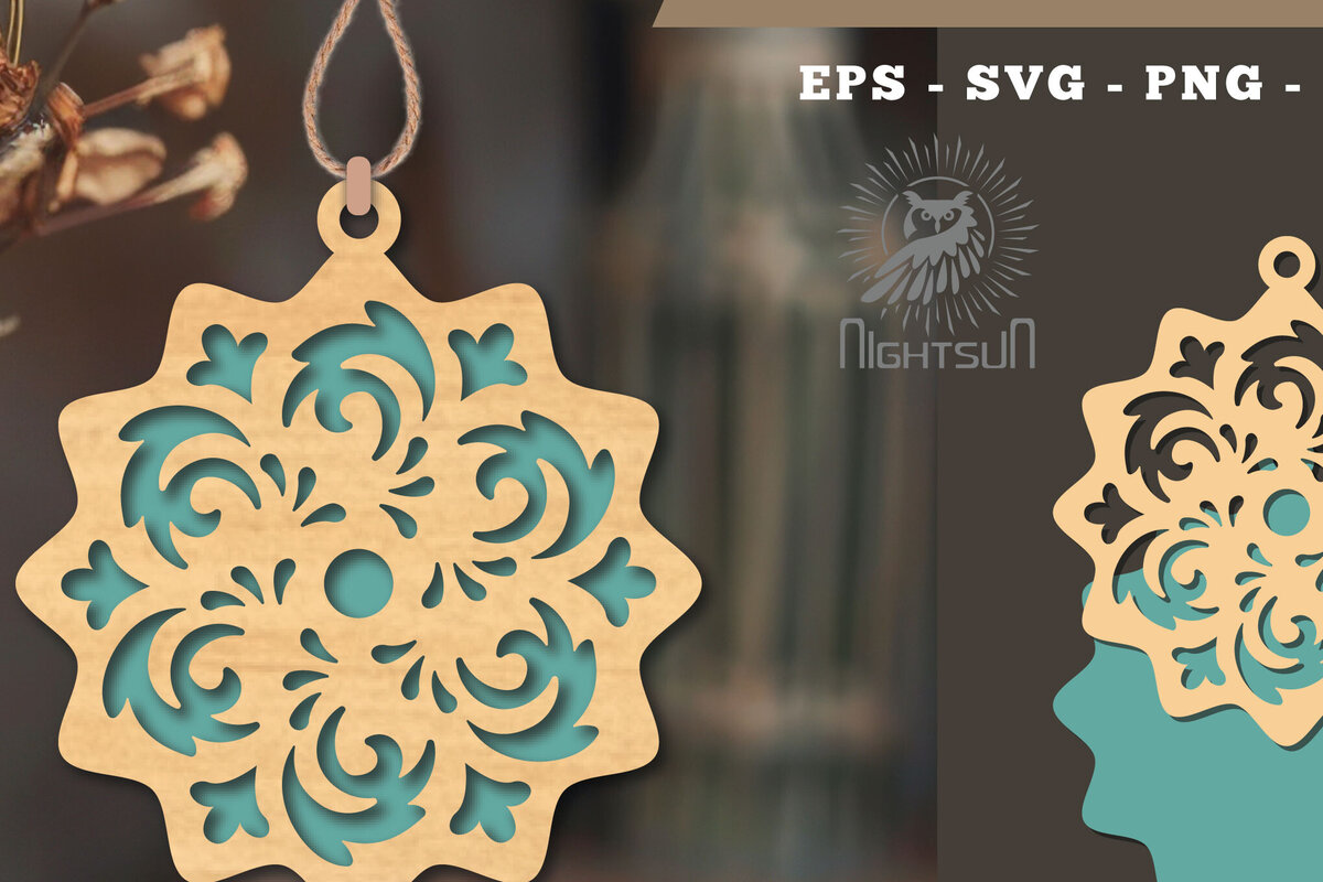 Σετ των 2 Intra απο ξύλο plywood 3mm-4mm πάχος – Βικτωριανό στολίδι με 10 Δίασταση  20x20 cm INTRAFABR-112189665