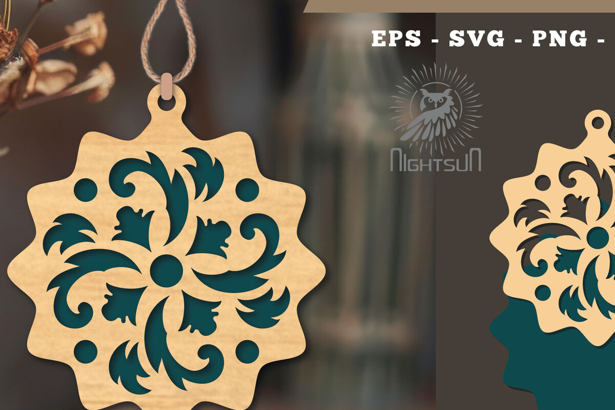 Σετ των 2 Intra απο ξύλο plywood 3mm-4mm πάχος – Βικτωριανό στολίδι κοπής με λέιζερ 2 Δίασταση  20x20 cm INTRAFABR-112189448