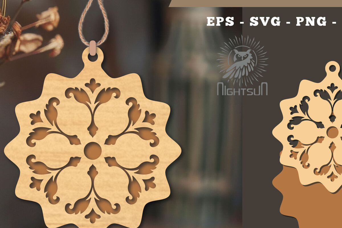 Σετ των 2 Intra απο ξύλο plywood 3mm-4mm πάχος – Βικτωριανό στολίδι κοπής με λέιζερ 4 Δίασταση  20x20 cm INTRAFABR-112189521