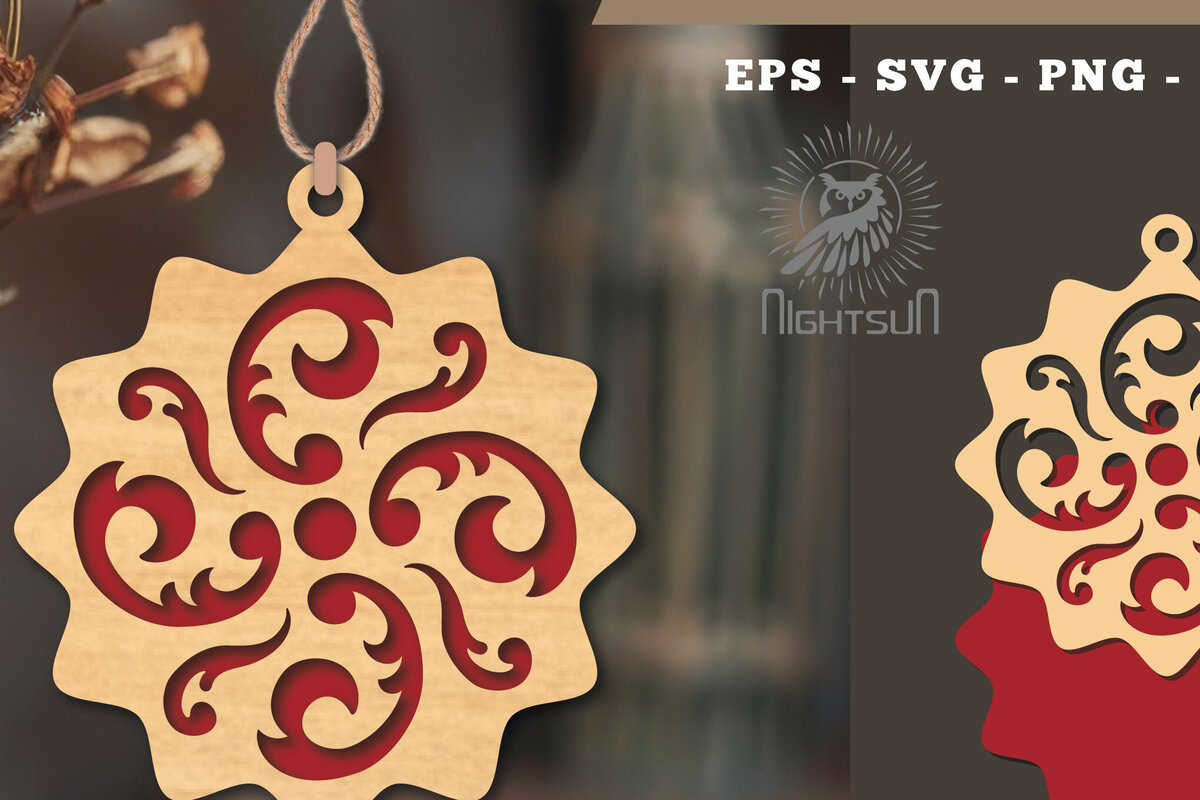 Σετ των 2 Intra απο ξύλο plywood 3mm-4mm πάχος – Βικτωριανό στολίδι κοπής με λέιζερ 7 Δίασταση  20x20 cm INTRAFABR-112189610