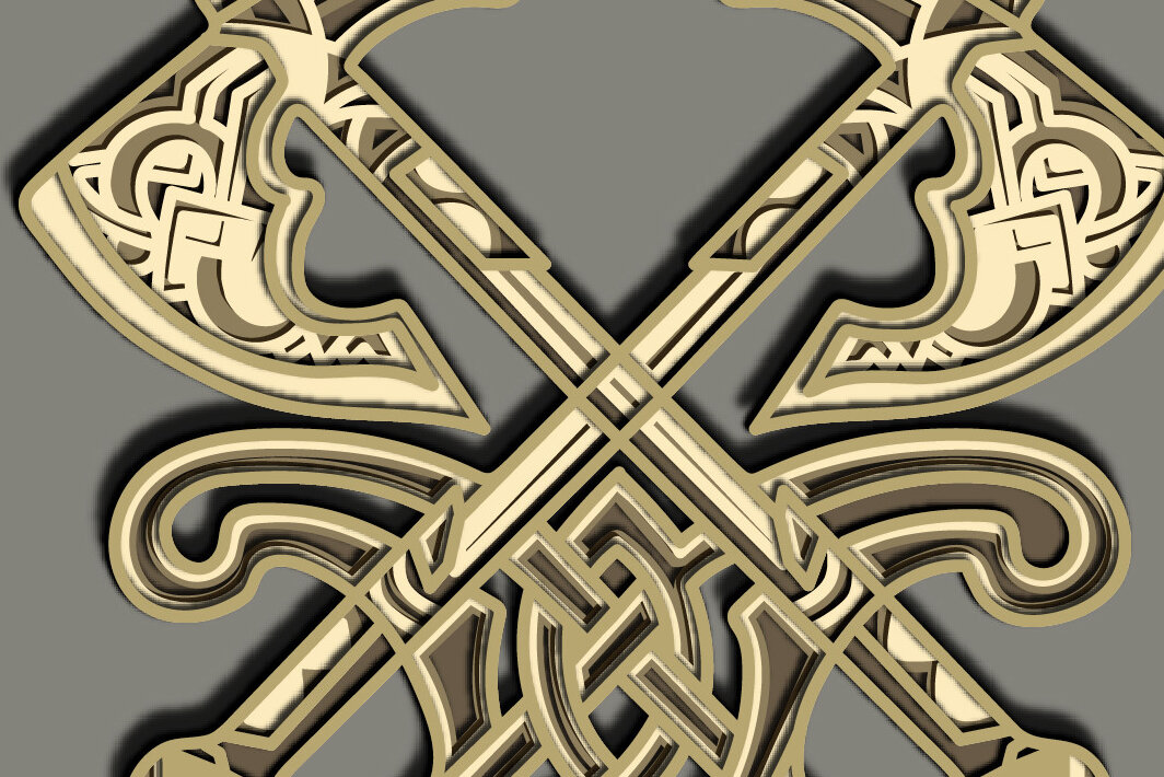 Σετ των 2 Intra απο ξύλο plywood 3mm-4mm πάχος – Viking Axe Multilayer/Viking Axe Δίασταση  20x20 cm INTRAFABR-66501197