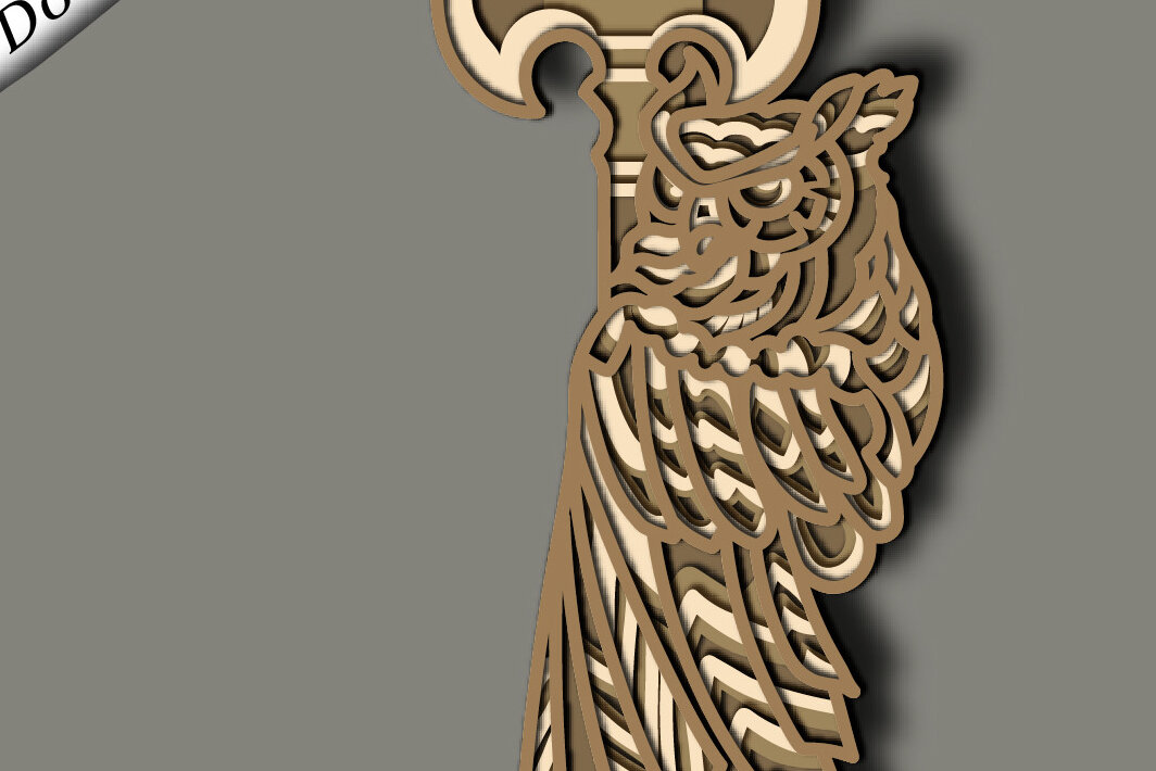 Σετ των 2 Intra απο ξύλο plywood 3mm-4mm πάχος – Viking Owl Multilayer/Papercut/Laser Δίασταση  20x20 cm INTRAFABR-64136950