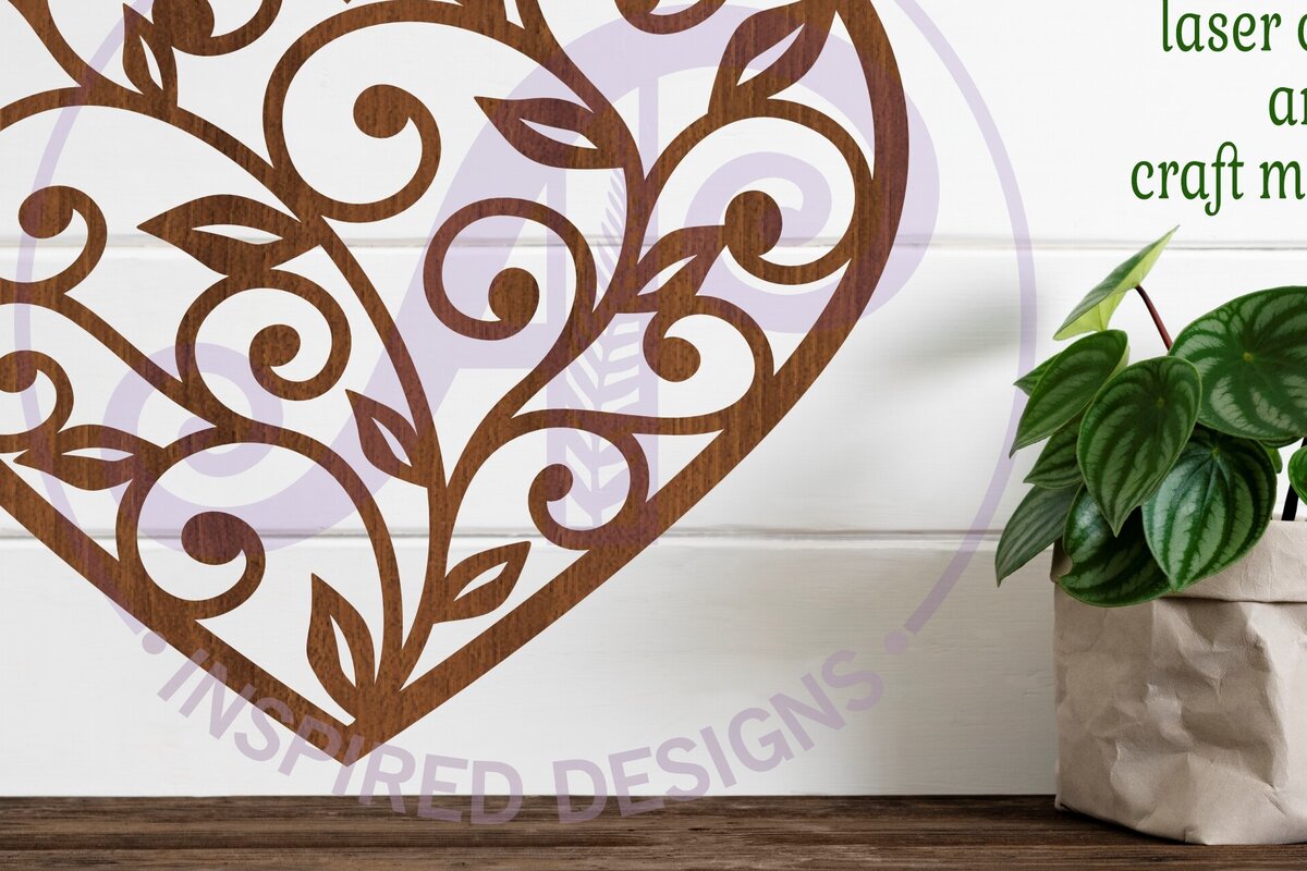 Intra απο ξύλο plywood 3mm-4mm πάχος – Vine Heart Wall Art Sign, Αρχείο Δίασταση  40x30 cm INTRAFABR-105779338
