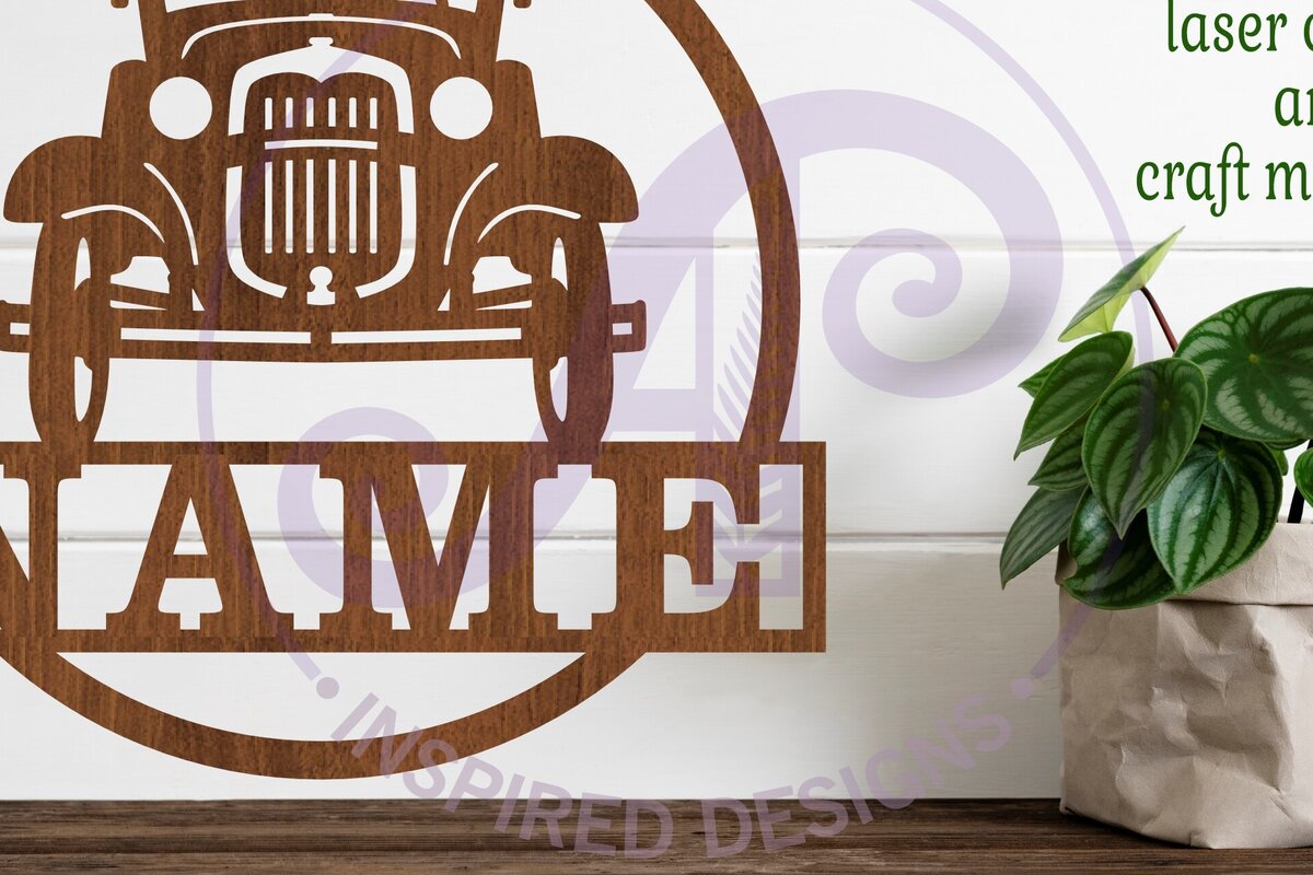 Σετ των 2 Intra απο ξύλο plywood 3mm-4mm πάχος – Vintage Σήμα ονόματος αυτοκινήτου Δίασταση  20x20 cm INTRAFABR-97937291