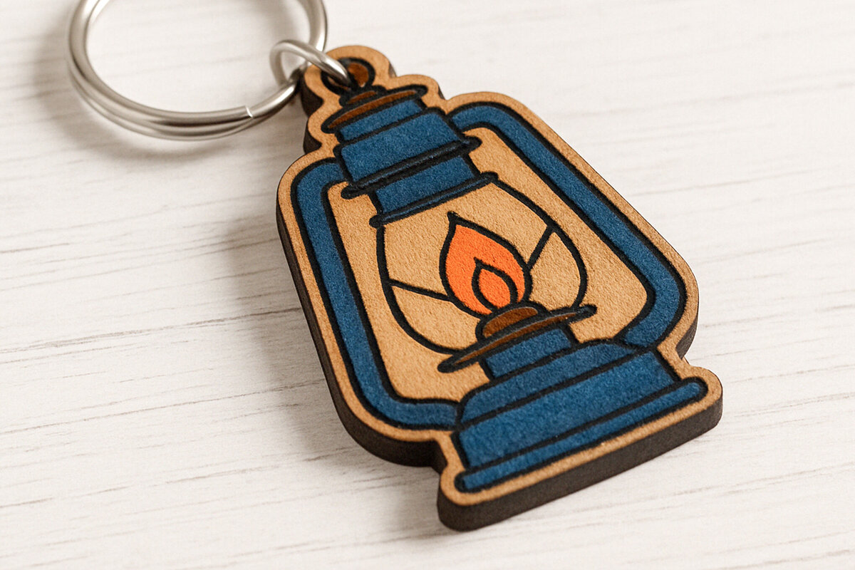 Σετ των 3 Intra απο ξύλο plywood 3mm-4mm πάχος – Vintage Μπρελόκ Φανάρι Δίασταση  5x5 cm INTRAFABR-120685154