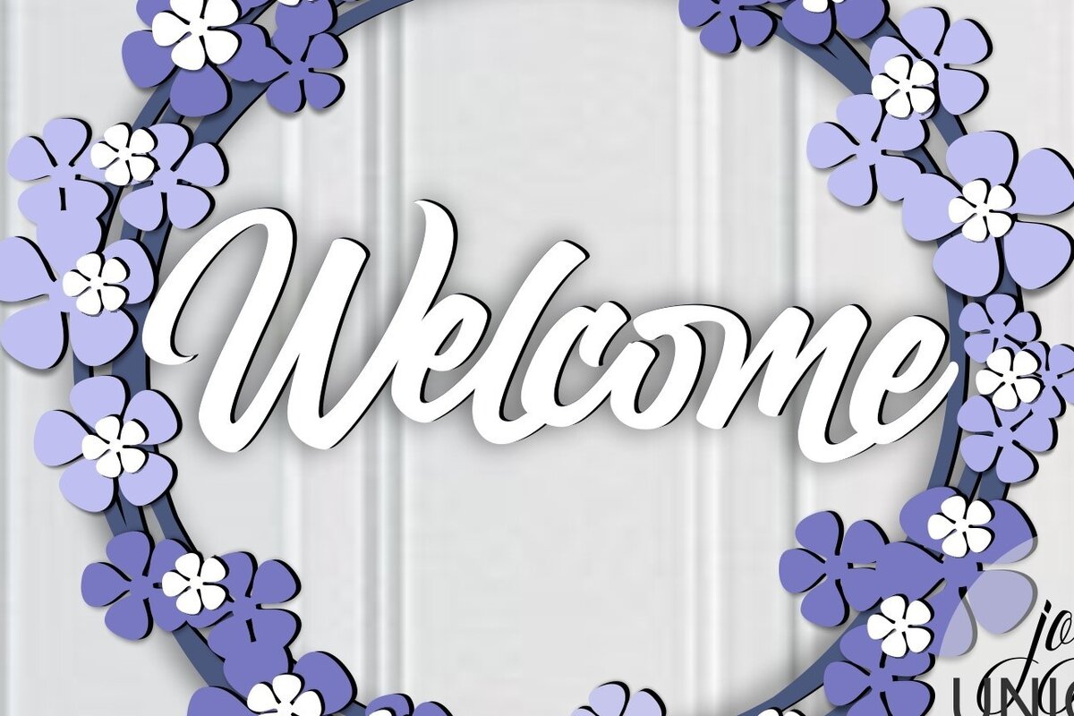 Σετ των 2 Intra απο ξύλο plywood 3mm-4mm πάχος – Στεφάνι καλωσορίσματος Violet Flower Δίασταση  20x20 cm INTRAFABR-67982155