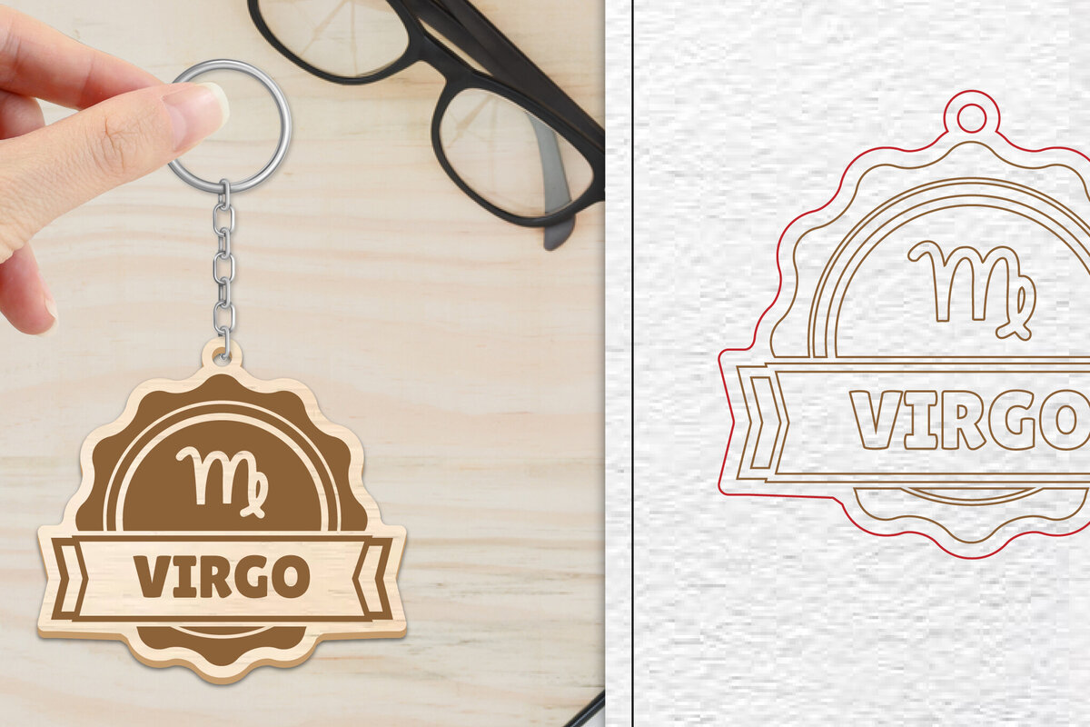 Σετ των 3 Intra απο ξύλο plywood 3mm-4mm πάχος – Κοπή Laser Μπρελόκ Virgo | Ζώδιο Δίασταση  5x5 cm INTRAFABR-102144605