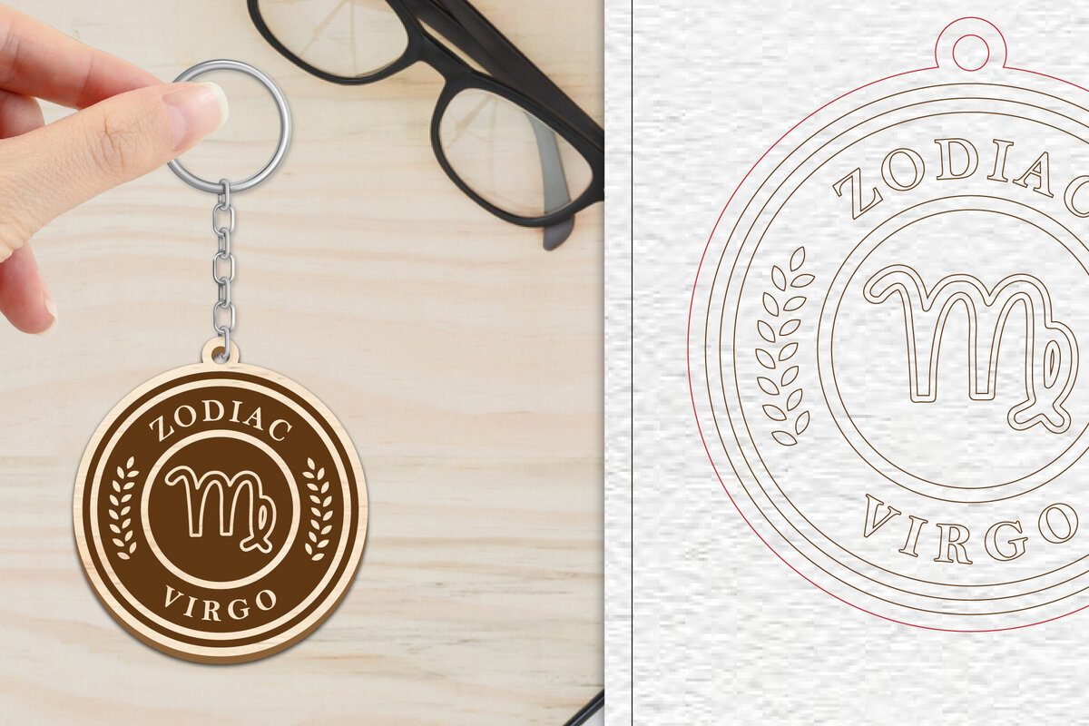 Σετ των 3 Intra απο ξύλο plywood 3mm-4mm πάχος – Κοπή Laser Μπρελόκ Virgo | Ζώδιο Δίασταση  5x5 cm INTRAFABR-102217455