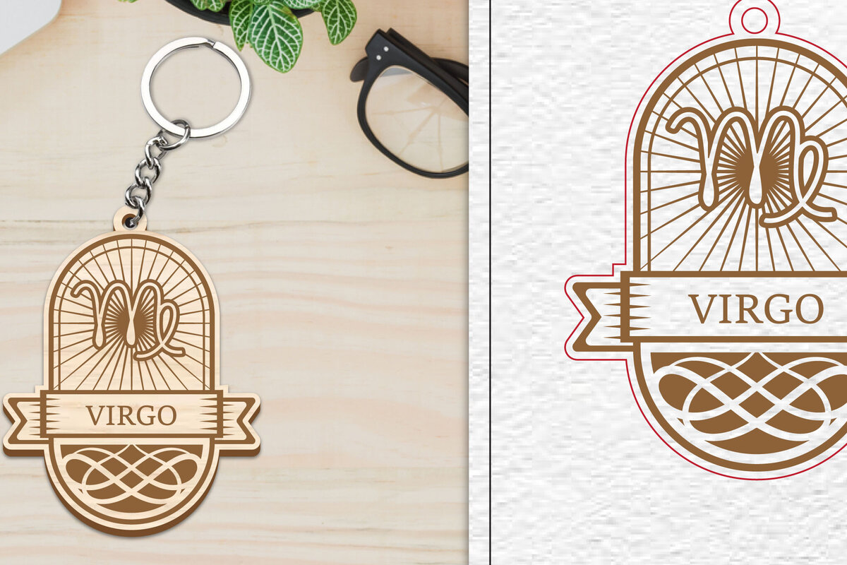 Σετ των 3 Intra απο ξύλο plywood 3mm-4mm πάχος – Κοπή Laser Μπρελόκ Virgo | Ζώδιο Δίασταση  5x5 cm INTRAFABR-100961284