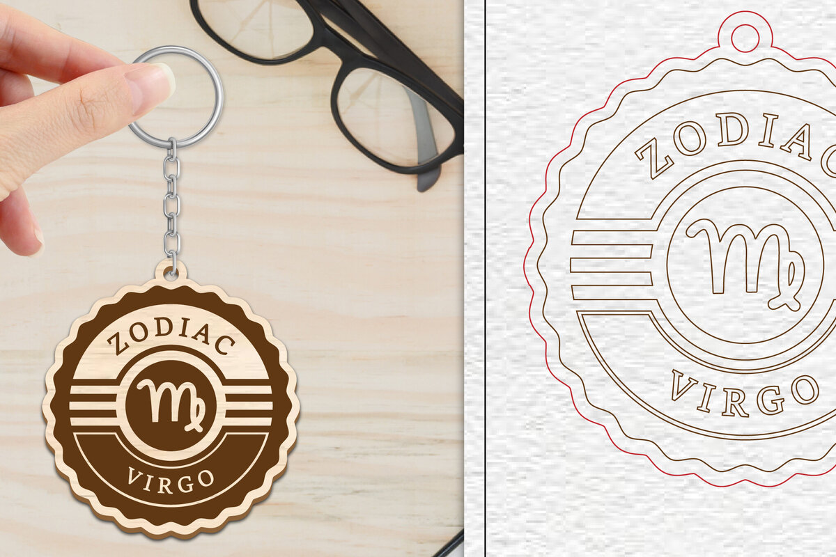 Σετ των 3 Intra απο ξύλο plywood 3mm-4mm πάχος – Κοπή Laser Μπρελόκ Virgo | Zodiac Δίασταση  5x5 cm INTRAFABR-102290414