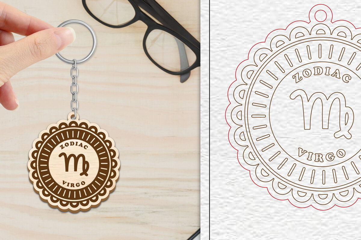 Σετ των 3 Intra απο ξύλο plywood 3mm-4mm πάχος – Κοπή Laser Μπρελόκ Virgo | Zodiac Δίασταση  5x5 cm INTRAFABR-102289222