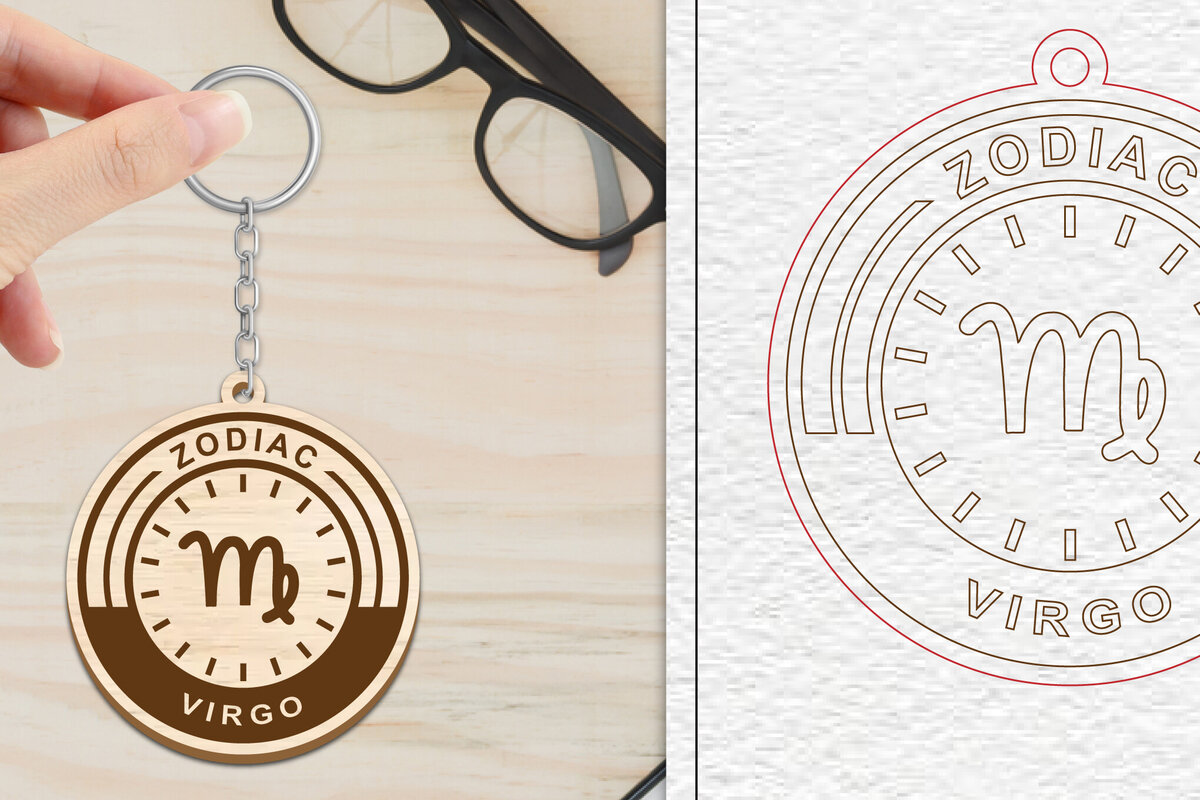 Σετ των 3 Intra απο ξύλο plywood 3mm-4mm πάχος – Μπρελόκ Virgo Lasercut | Zodiac Δίασταση  5x5 cm INTRAFABR-102289756