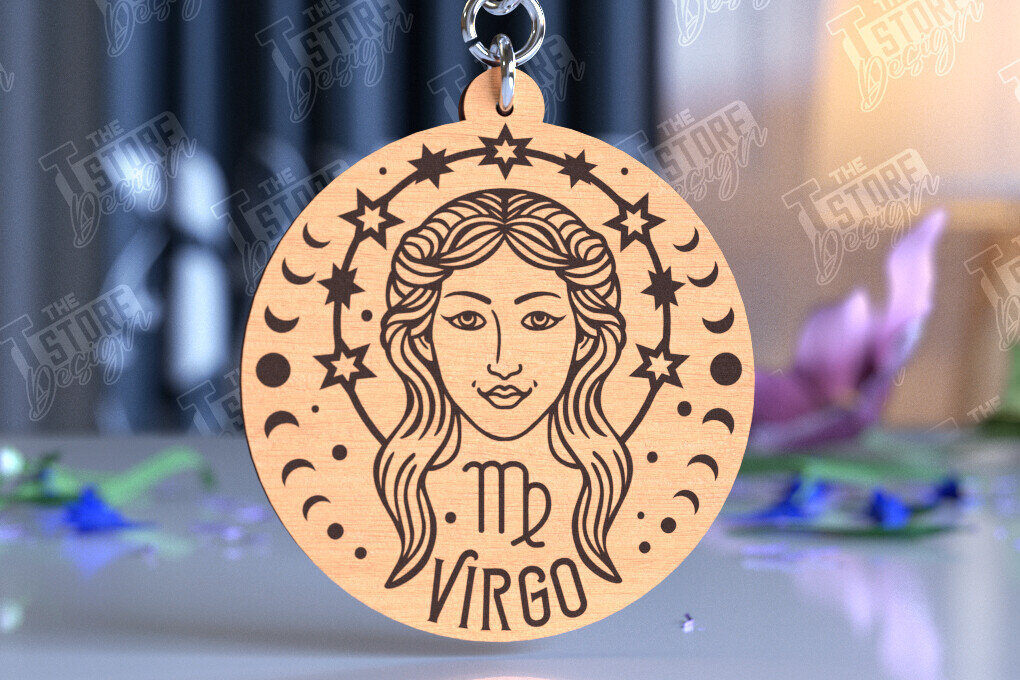 Σετ των 3 Intra απο ξύλο plywood 3mm-4mm πάχος – Μπρελόκ Virgo | Ζώδιο | Αρχείο CNC Δίασταση  5x5 cm INTRAFABR-98273093