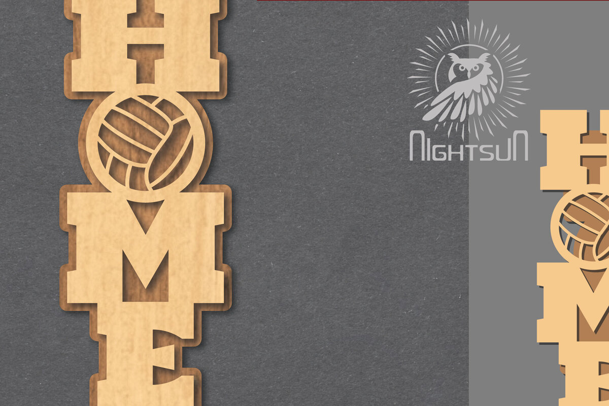 Σετ των 2 Intra απο ξύλο plywood 3mm-4mm πάχος – Βόλεϊ Σπίτι με λέιζερ διακόσμηση 2 Δίασταση  20x20 cm INTRAFABR-120390202