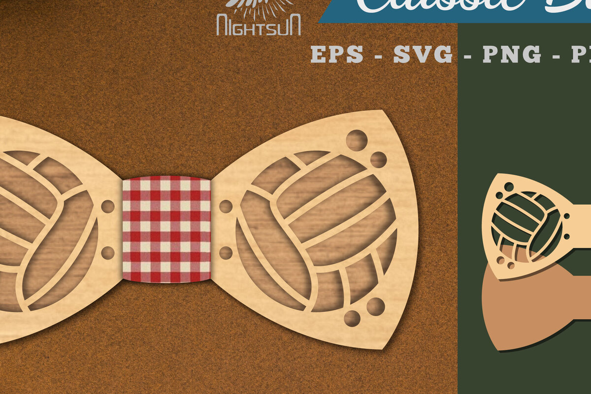 Σετ των 2 Intra απο ξύλο plywood 3mm-4mm πάχος – Παπιγιόν με λέιζερ βόλεϊ Δίασταση  20x20 cm INTRAFABR-112552943