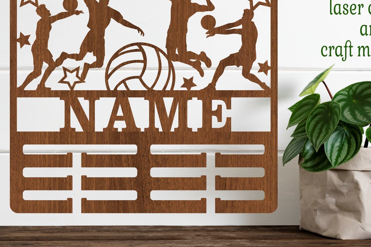 Σετ των 2 Intra απο ξύλο plywood 3mm-4mm πάχος – Σήμα κατόχου μεταλλίου βόλεϊ ανδρών Δίασταση  20x20 cm INTRAFABR-68180302