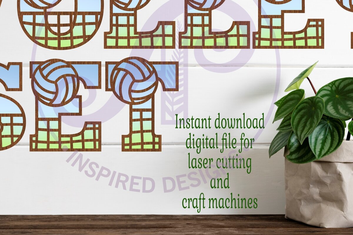 Σετ των 2 Intra απο ξύλο plywood 3mm-4mm πάχος – Δίχτυ βόλεϊ και αλφάβητο γραμμάτων μπάλας Δίασταση  20x20 cm INTRAFABR-90283997