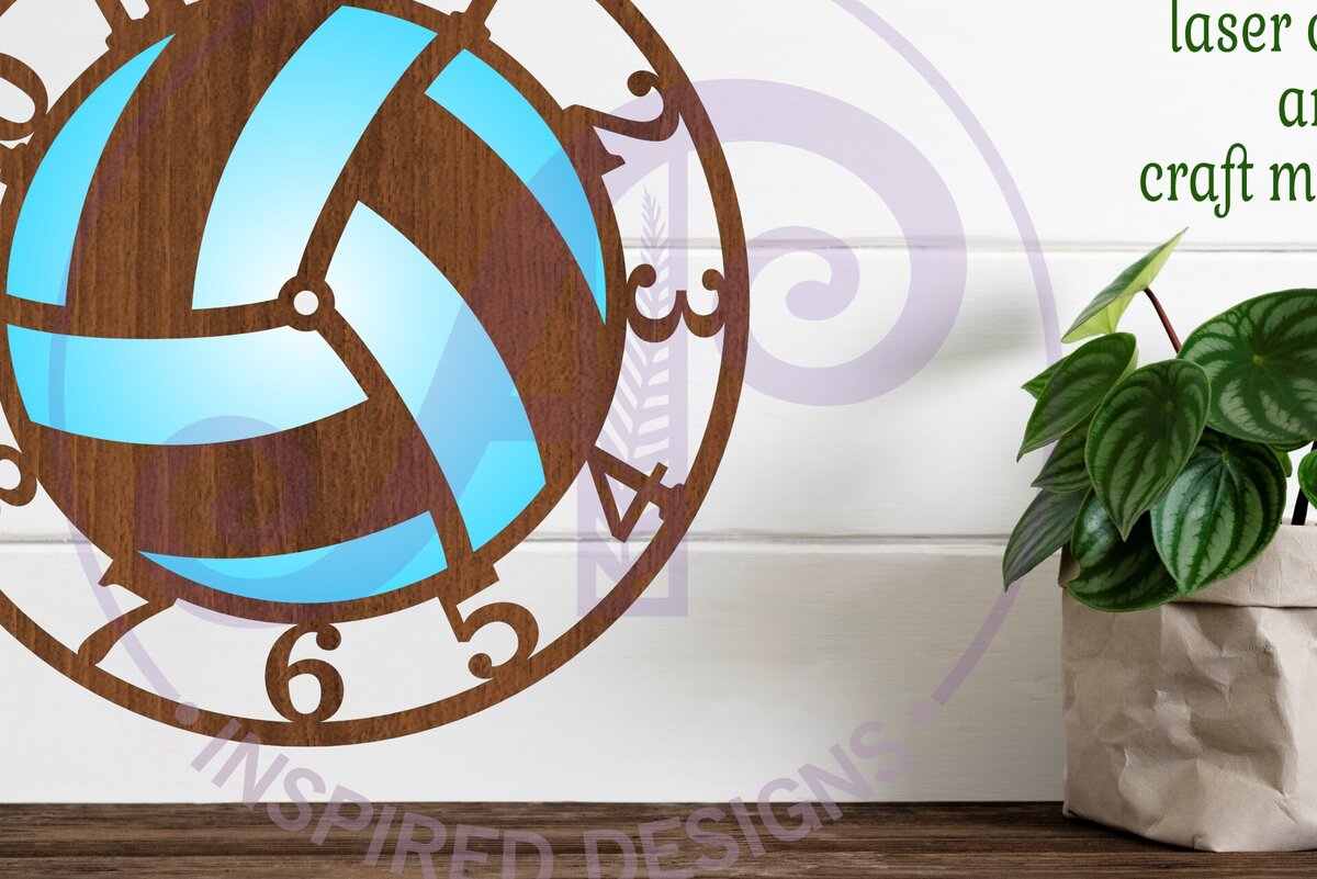 Intra απο ξύλο plywood 3mm-4mm πάχος – Αρχεία κοπής με λέιζερ ρολόι τοίχου βόλεϊ Δίασταση  40x30 cm INTRAFABR-92366706