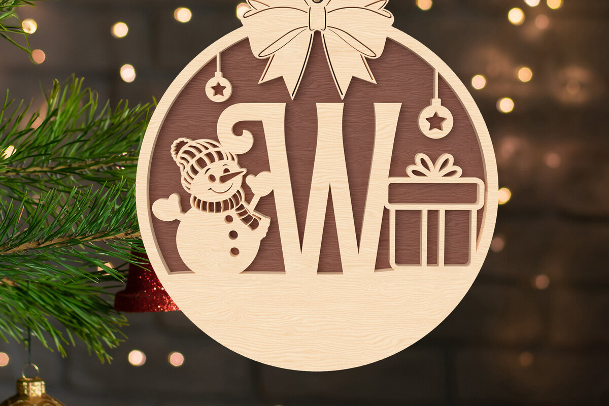 Σετ των 2 Intra απο ξύλο plywood 3mm-4mm πάχος – W Αρχικό χριστουγεννιάτικο στολίδι Δίασταση  20x20 cm INTRAFABR-107430619