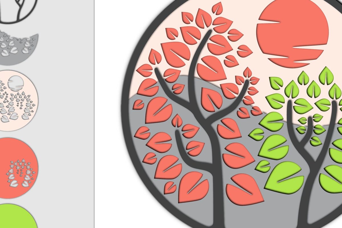 Σετ των 2 Intra απο ξύλο plywood 3mm-4mm πάχος – Wall Art 3D, Δέντρο Δίασταση  40x30 cm INTRAFABR-9852986