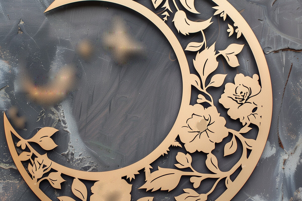 Σετ των 2 Intra απο ξύλο plywood 3mm-4mm πάχος – Wall Art Floral Moon Δίασταση  40x30 cm INTRAFABR-102101060