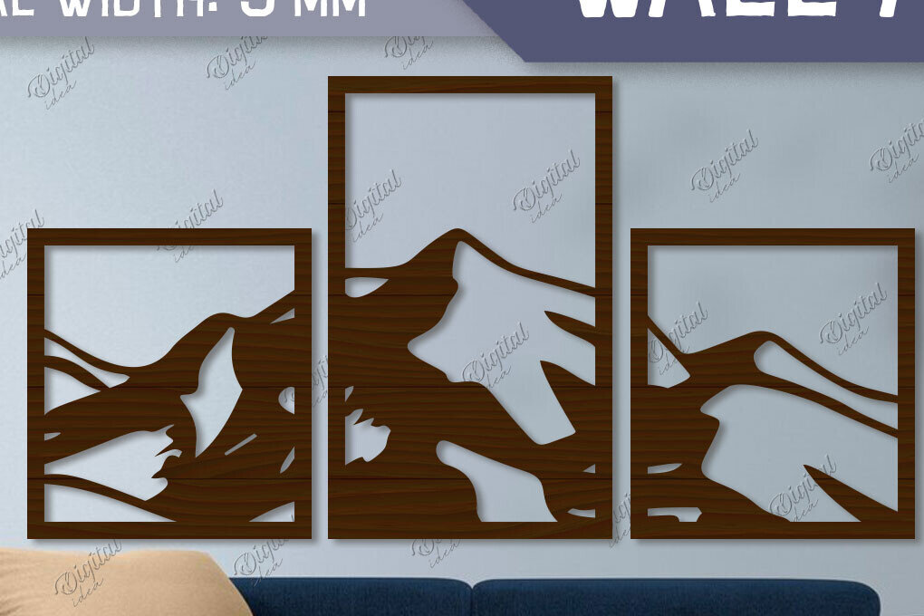 Intra απο ξύλο plywood 3mm-4mm πάχος – Κοπή με λέιζερ τοίχου. Mountains Δίασταση  40x30 cm INTRAFABR-85702878