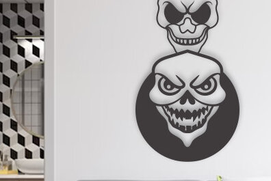 Intra απο ξύλο plywood 3mm-4mm πάχος – Τέχνη τοίχου με Skull Head Δίασταση  40x30 cm INTRAFABR-75171008