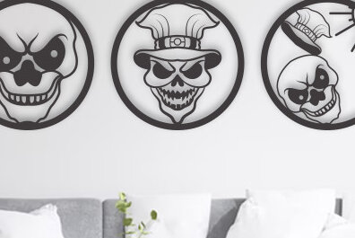 Intra απο ξύλο plywood 3mm-4mm πάχος – Wall Art Set Skull Head Σετ Δίασταση  40x30 cm INTRAFABR-75171028