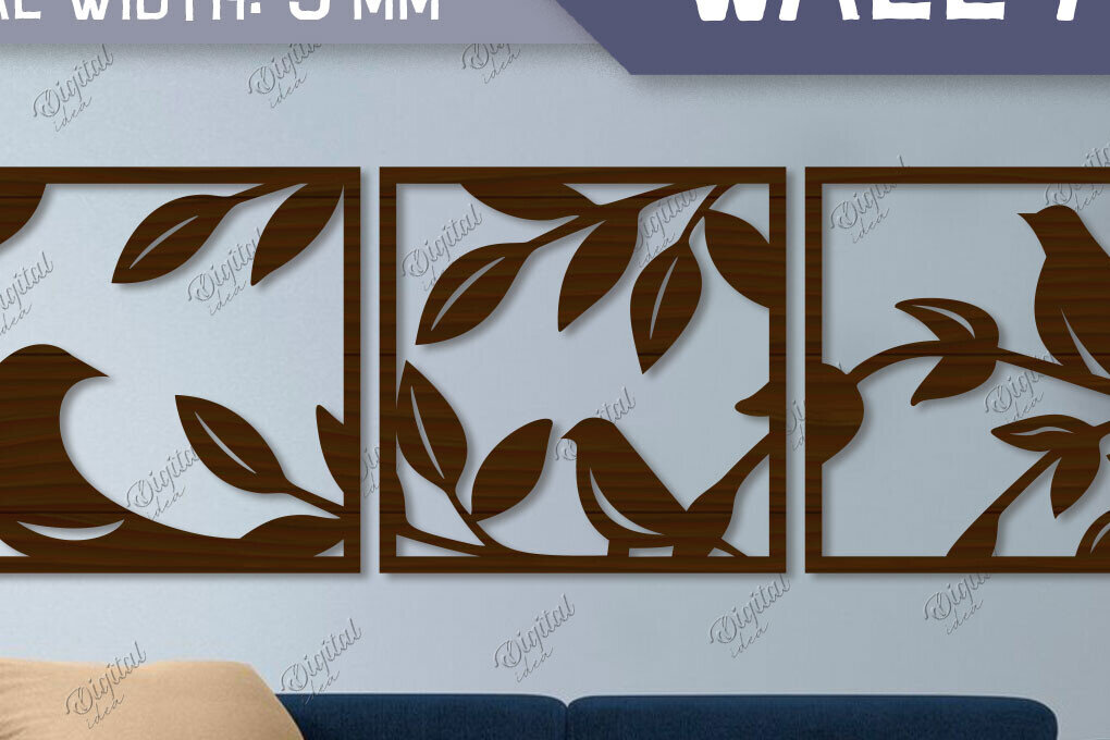 Intra απο ξύλο plywood 3mm-4mm πάχος – Τέχνη τοίχου Floral and Birds Δίασταση  40x30 cm INTRAFABR-85703048