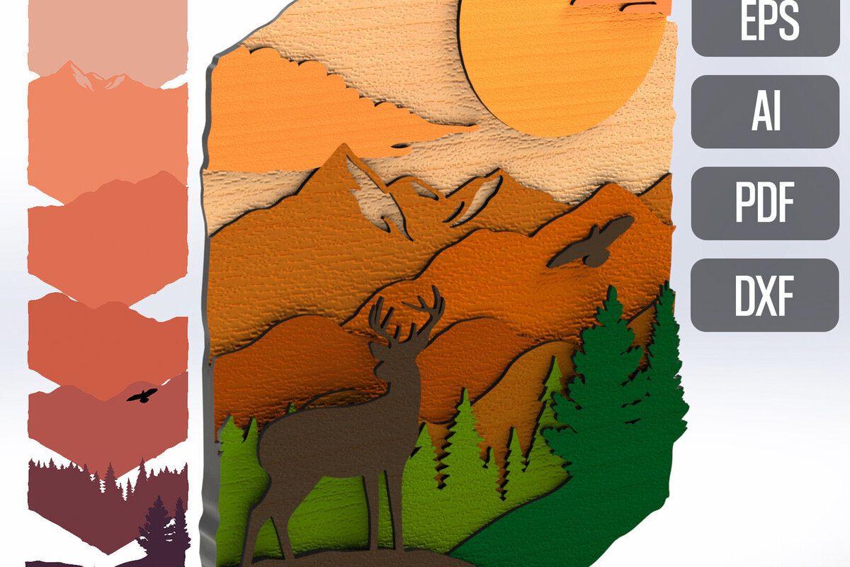 Intra απο ξύλο plywood 3mm-4mm πάχος – Wall Art Multilayer Forest για Laser Δίασταση  40x30 cm INTRAFABR-79580485