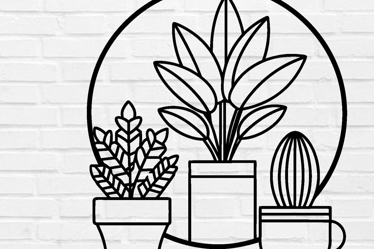 Σετ των 2 Intra απο ξύλο plywood 3mm-4mm πάχος – Επιτοίχιο φυτό κοπής με λέιζερ, DXF Δίασταση  20x20 cm INTRAFABR-100952614