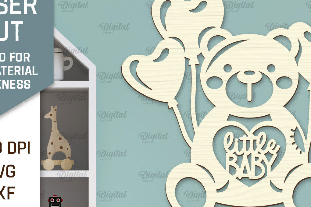 Σετ των 2 Intra απο ξύλο plywood 3mm-4mm πάχος – Τοίχο Διακόσμηση Βρεφικού Δωματίου Δίασταση  20x20 cm INTRAFABR-98430129