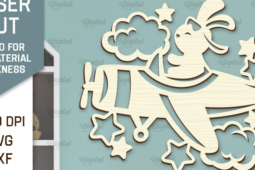 Σετ των 2 Intra απο ξύλο plywood 3mm-4mm πάχος – Τοίχο Διακόσμηση Βρεφικού Δωματίου Δίασταση  20x20 cm INTRAFABR-98430165