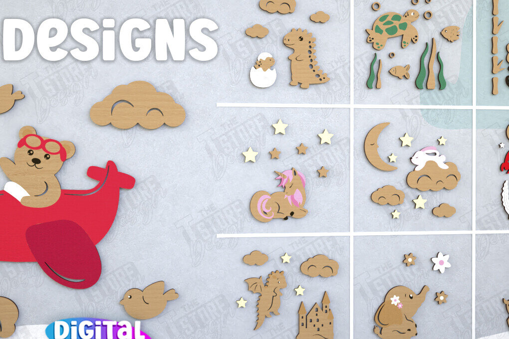 Intra απο ξύλο plywood 3mm-4mm πάχος – Διακόσμηση τοίχου βρεφικού δωματίου Δέσμη κοπής με λέιζερ Δίασταση  40x30 cm INTRAFABR-114668404