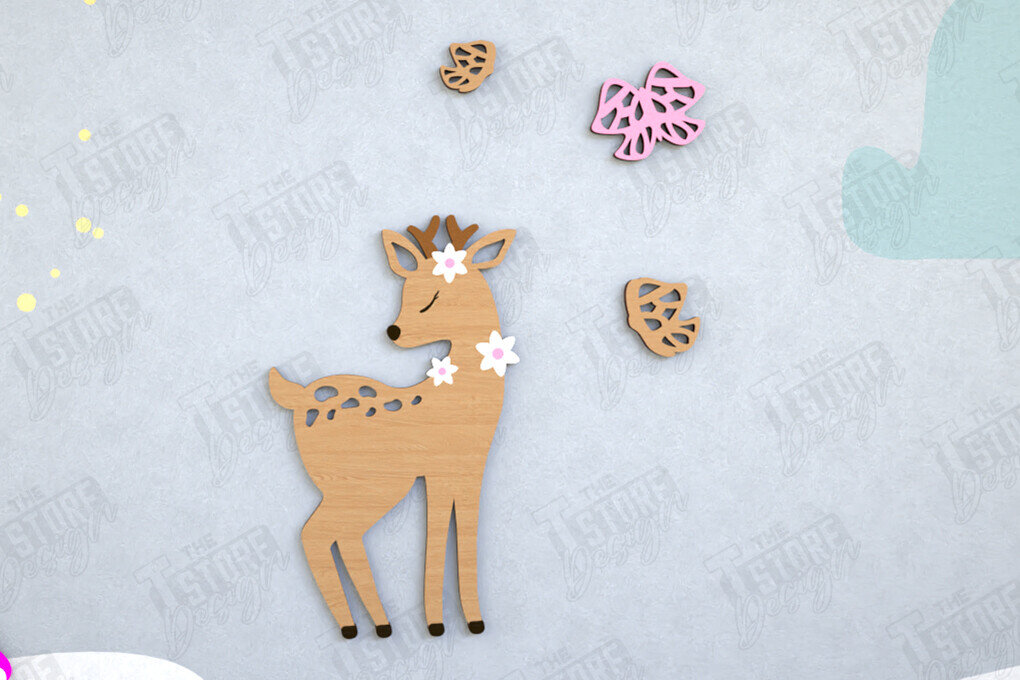 Intra απο ξύλο plywood 3mm-4mm πάχος – Διακόσμηση τοίχου βρεφικού δωματίου  κοπής με λέιζερ Δίασταση  40x30 cm INTRAFABR-114668501