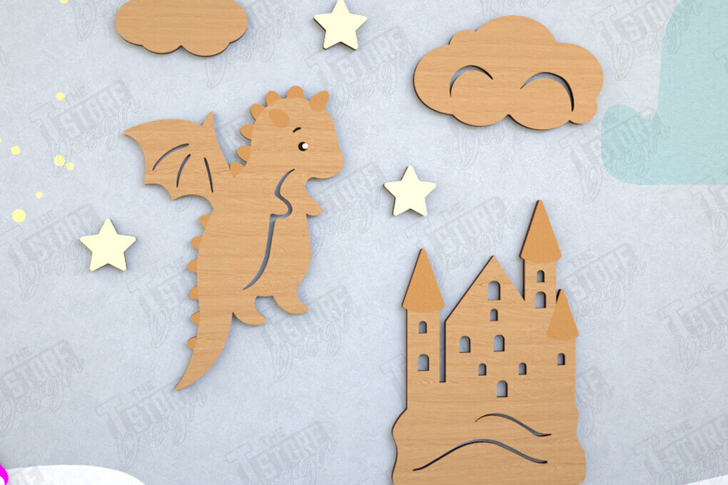 Intra απο ξύλο plywood 3mm-4mm πάχος – Διακόσμηση τοίχου βρεφικού δωματίου  κοπής με λέιζερ Δίασταση  40x30 cm INTRAFABR-114668464