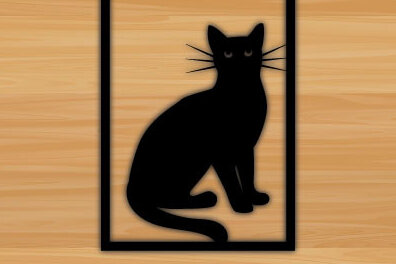 Intra απο ξύλο plywood 3mm-4mm πάχος – Τοίχο Cat File Decor Wall Art Δίασταση  40x30 cm INTRAFABR-69337140