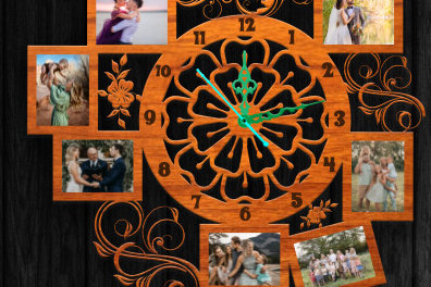 Intra απο ξύλο plywood 3mm-4mm πάχος – Ρολόι τοίχου Οικογενειακές κορνίζες με λέιζερ Δίασταση  40x30 cm INTRAFABR-90664822