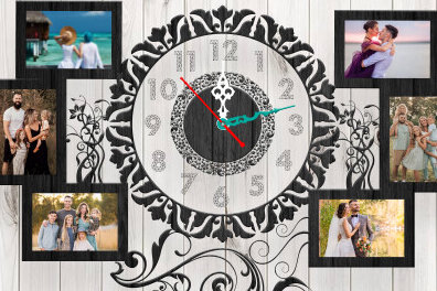 Intra απο ξύλο plywood 3mm-4mm πάχος – Ρολόι τοίχου Οικογενειακές κορνίζες με λέιζερ Δίασταση  40x30 cm INTRAFABR-90665435